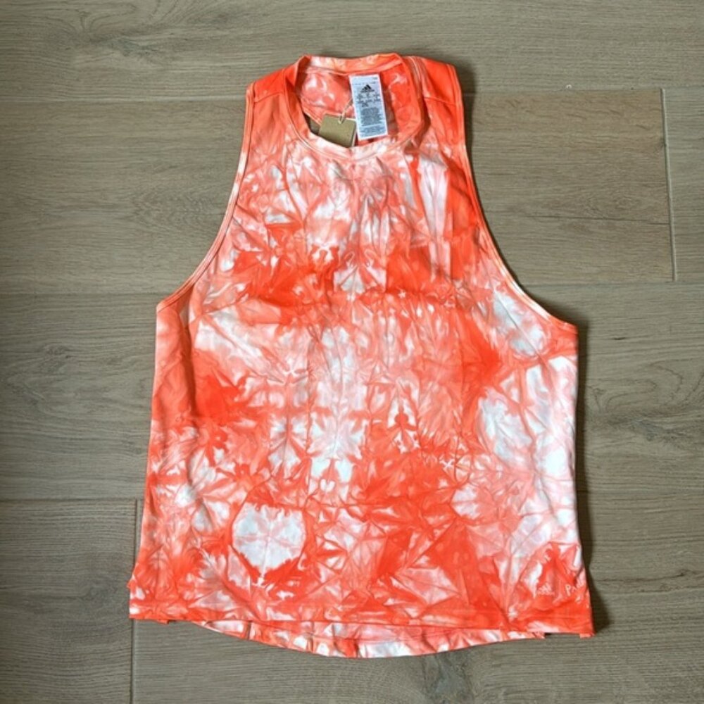 Adidas Womens Parley TRG Orange Tie Dye Racerback Athletic Tank Size XL